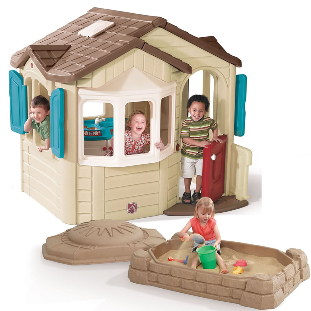 Naturally Playful Welcome Home Playhouse & Sandbox Combo