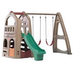 Naturally Playful® Playhouse Climber & Swing Extension - Green/Maroon