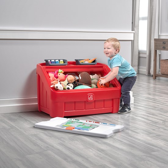 large plastic toy box with lid