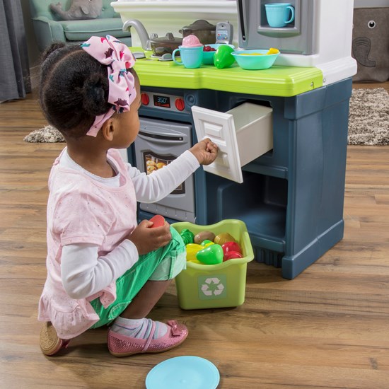 Lifestyle Custom Kitchen Blue Kids Play Kitchens Step2