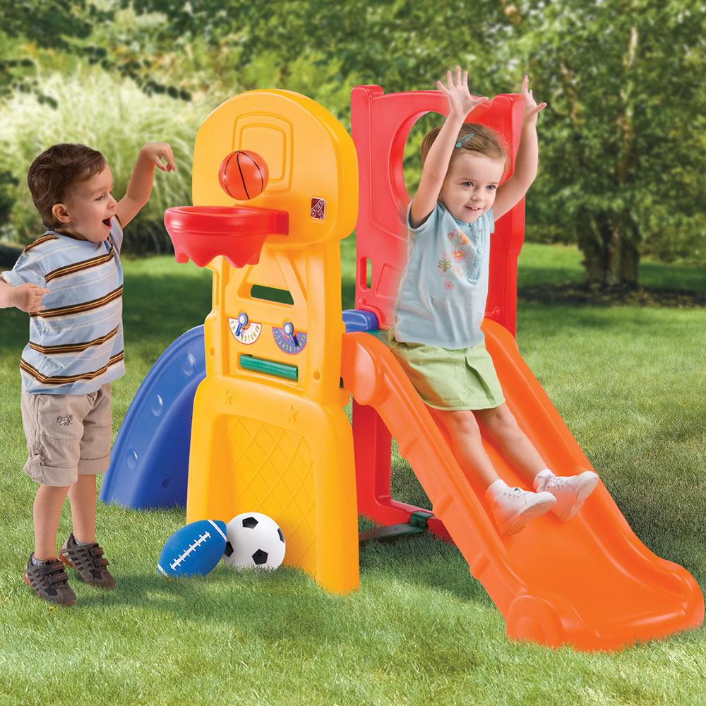 little tikes slide with basketball hoop