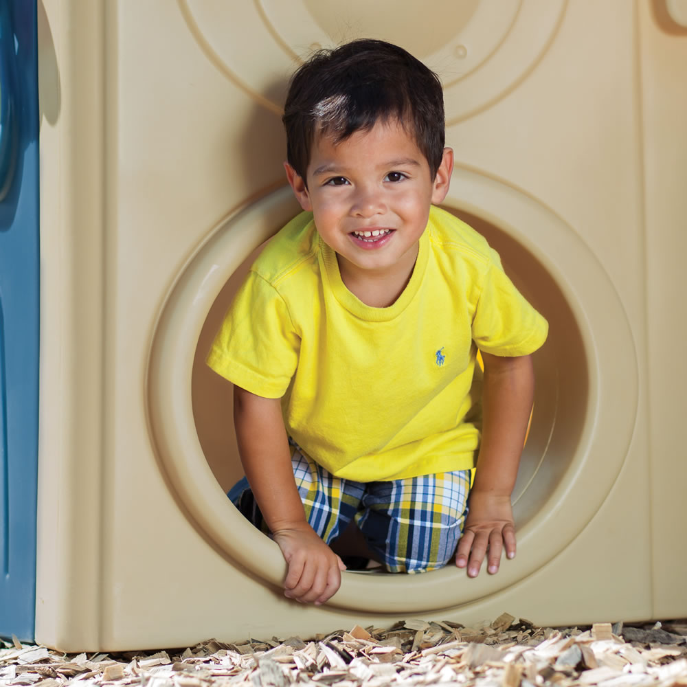 step2 neighborhood fun center playhouse with slide and six accessories