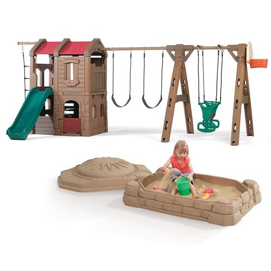 Adventure Lodge Play Center With Glider And Sandbox Combo