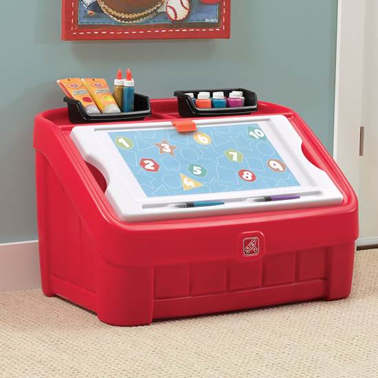 2-in-1 Toy Box & Art Lid - Red | Kids Toy Box | Step2