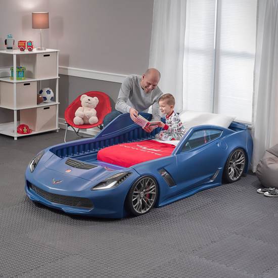 Corvette Z06 Toddler To Twin Bed Blue Kids Bed Step2